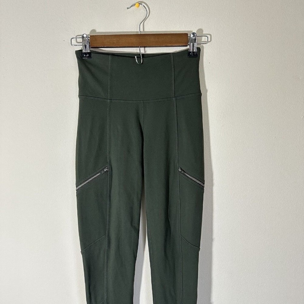 Athleta Metro Drifter Leggings High Rise Hunter Green Zip Pockets Women’s XXS - Picture 4 of 8